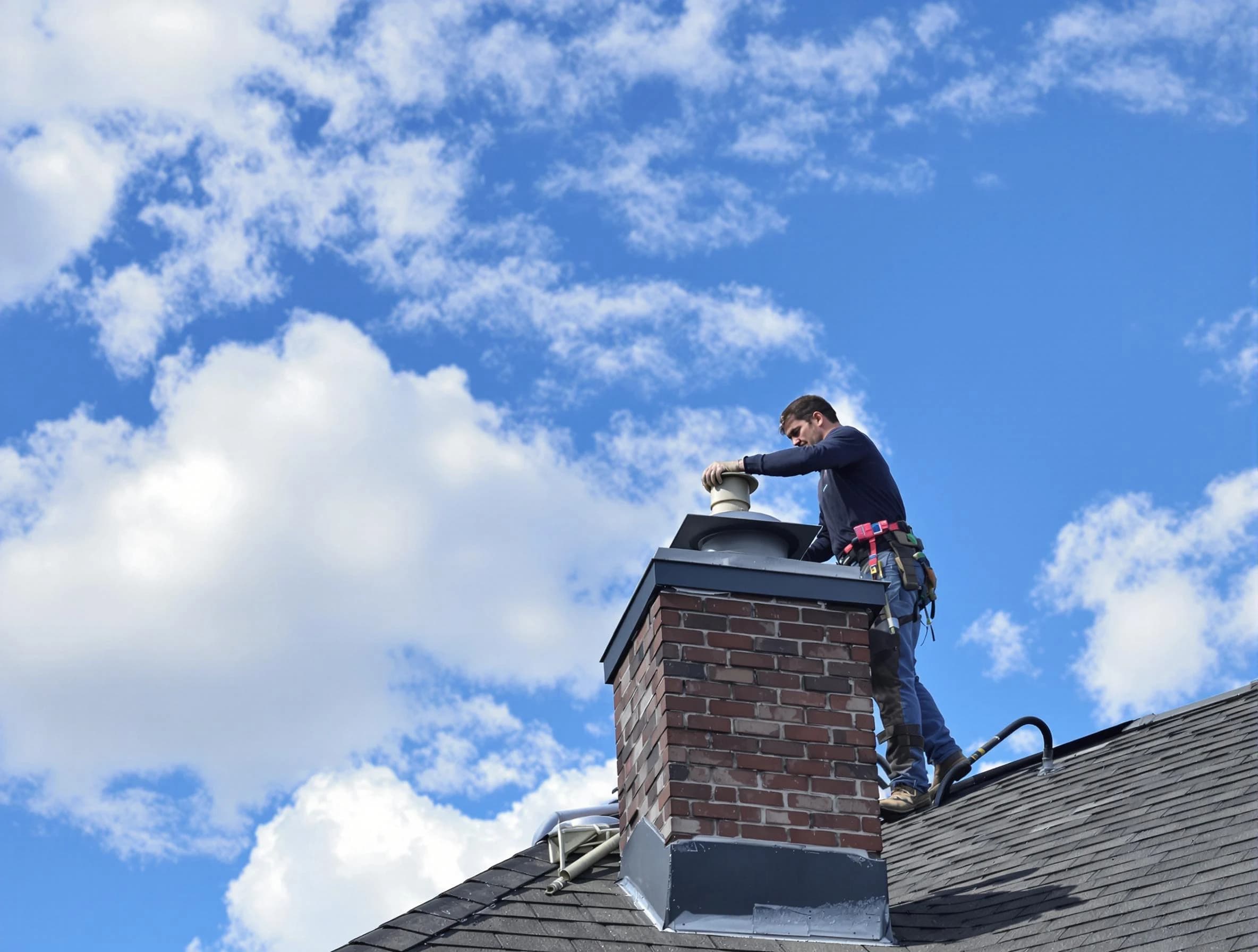 Chickasha Chimney Sweep installing a sturdy chimney cap in Chickasha, OK