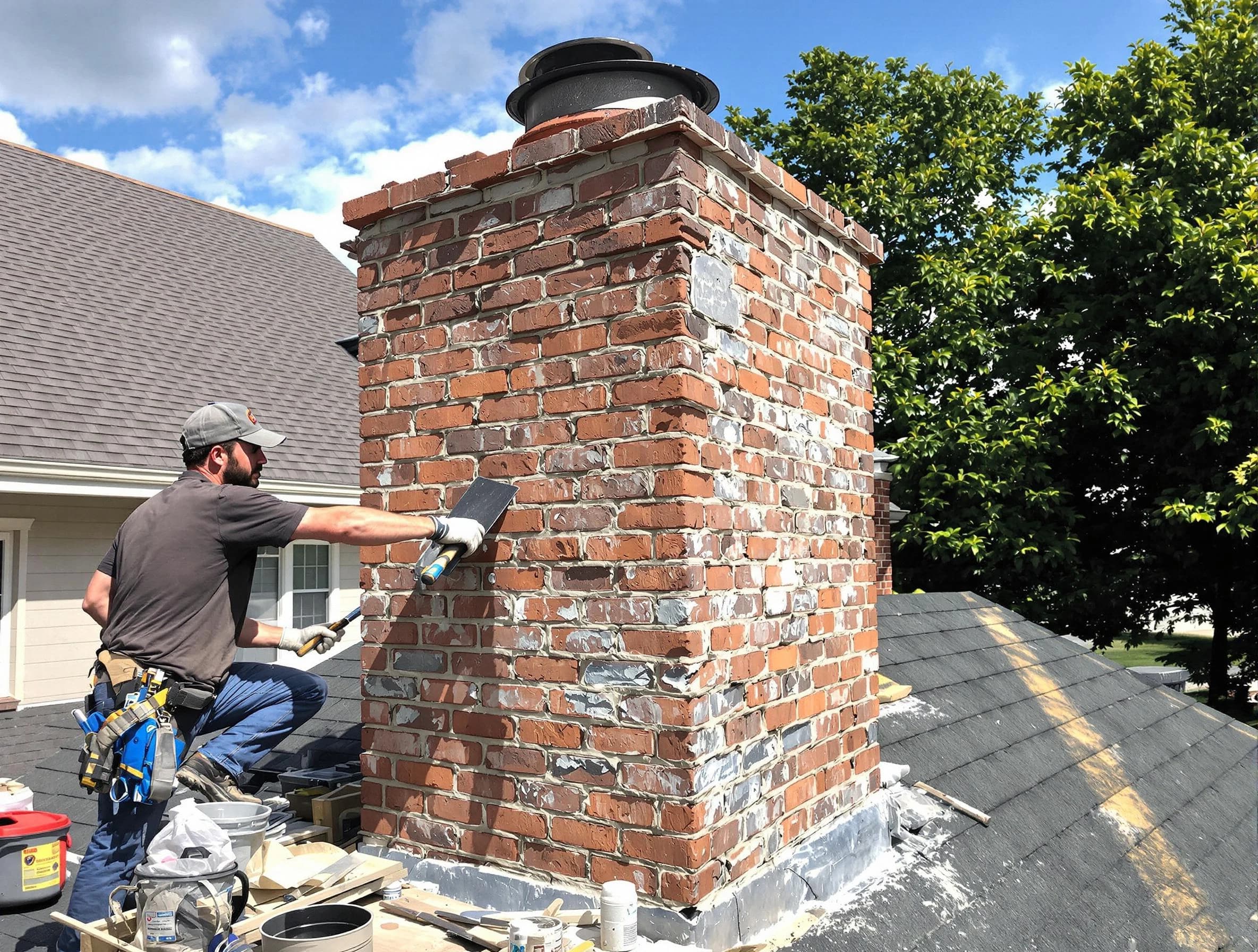 Completed chimney rebuild by Chickasha Chimney Sweep in Chickasha, OK