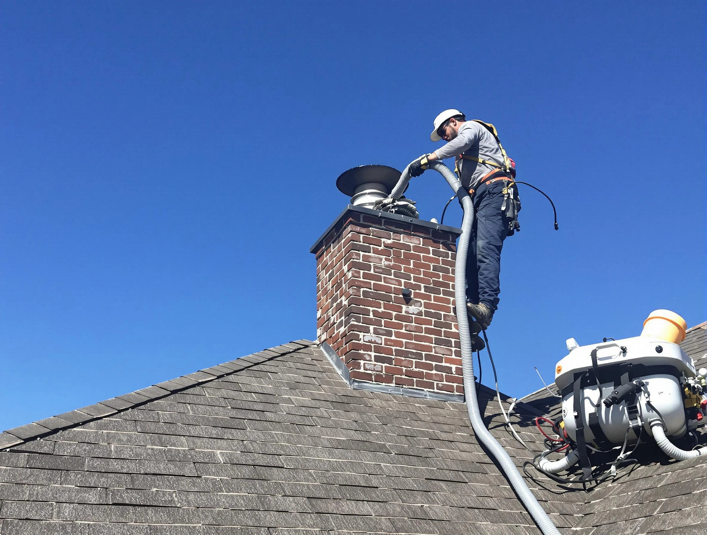 Dedicated Chickasha Chimney Sweep team member cleaning a chimney in Chickasha, OK