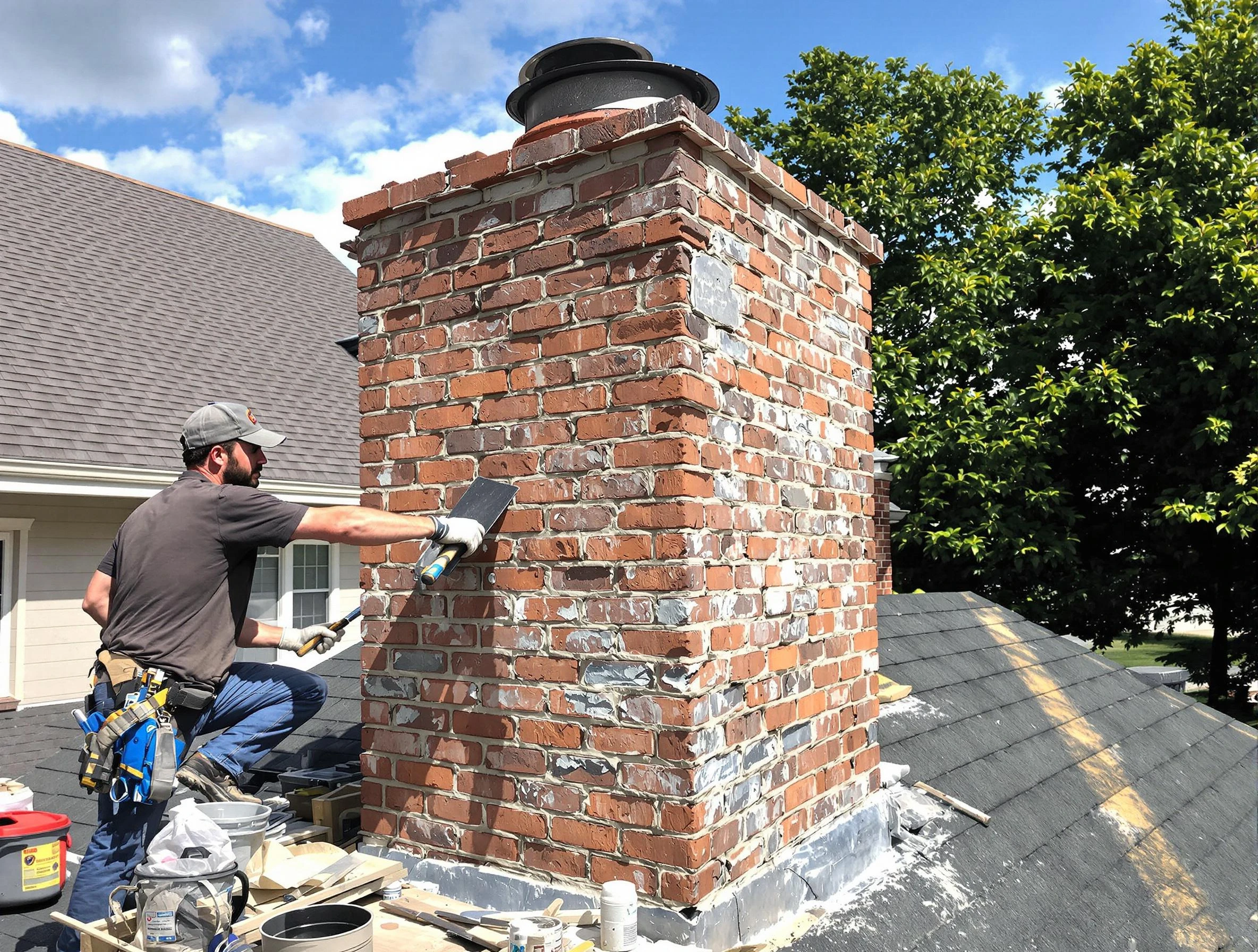 Completed chimney rebuild by Chickasha Chimney Sweep in Chickasha, OK