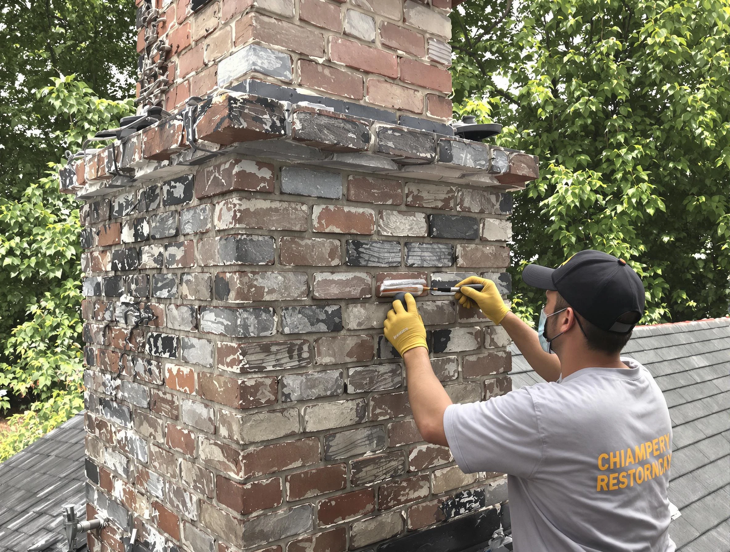 In-progress chimney restoration by Chickasha Chimney Sweep in Chickasha, OK