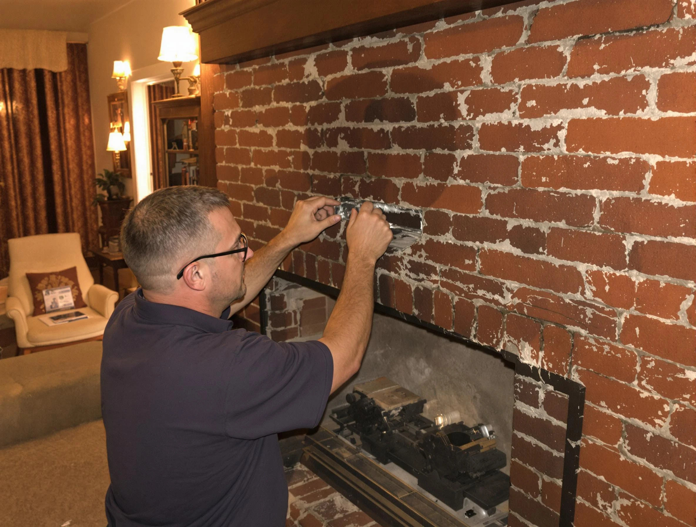 Chickasha Chimney Sweep expert fixing a fireplace in Chickasha, OK